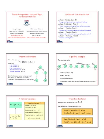 1  Transition Systems  Basic safety problems  We can recursively define  Given transition system T