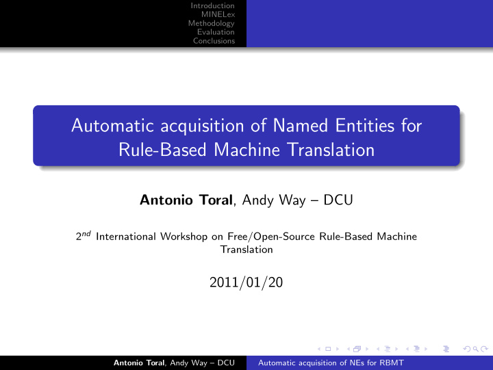 automatic acquisition of named entities for rule based
