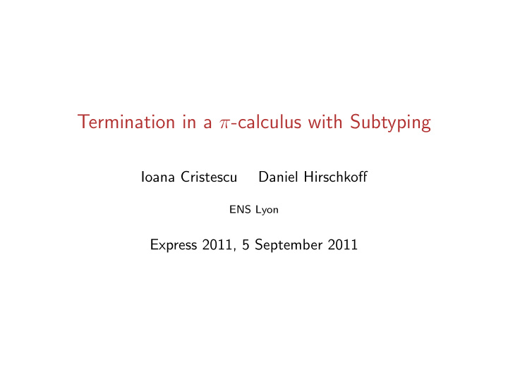 termination in a calculus with subtyping