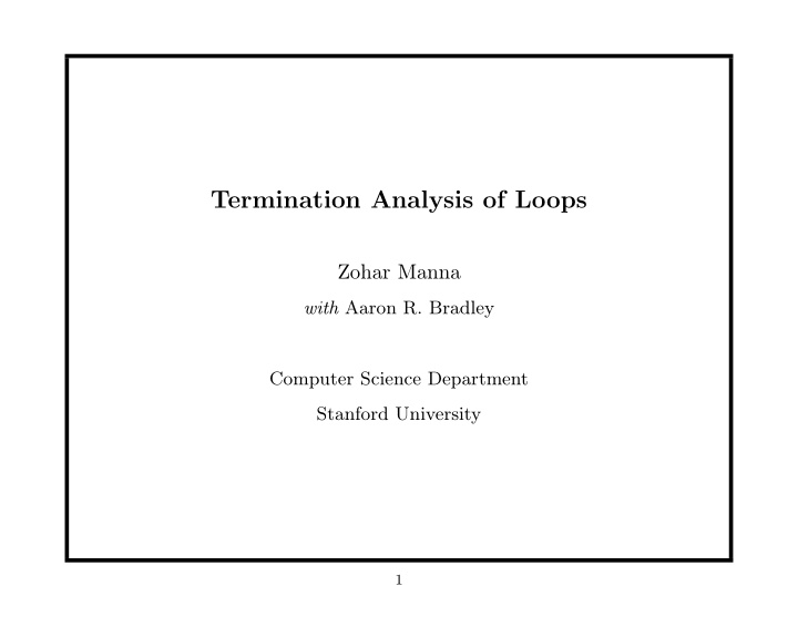 termination analysis of loops