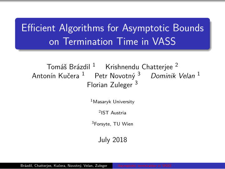 efficient algorithms for asymptotic bounds on termination