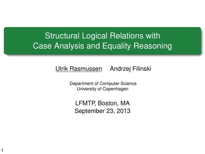 structural logical relations with case analysis and