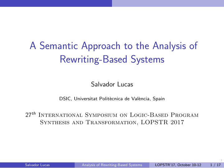 a semantic approach to the analysis of rewriting based