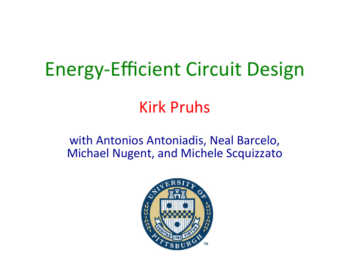energy efficient circuit design
