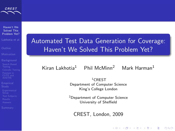 automated test data generation for coverage