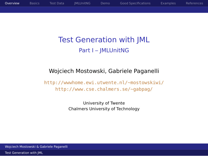 test generation with jml