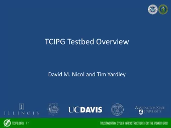 TCIPG Testbed Overview  David M. Nicol and Tim Yardley | 1  Testbed Overview  Testbed equipment