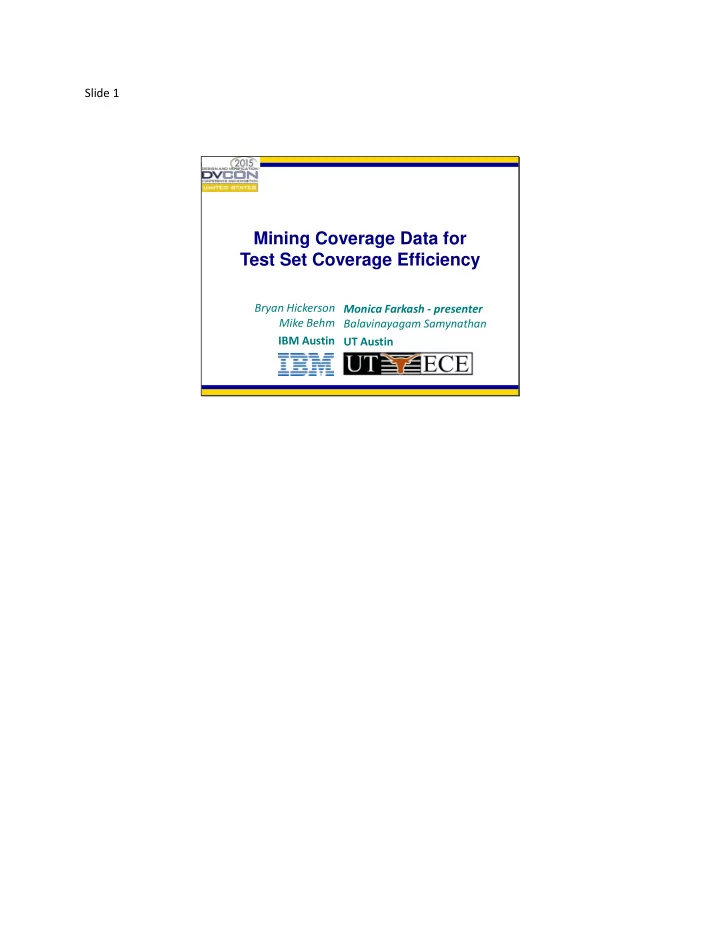 test set coverage efficiency