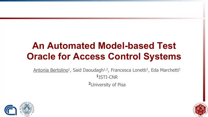an automated model based test oracle for access control