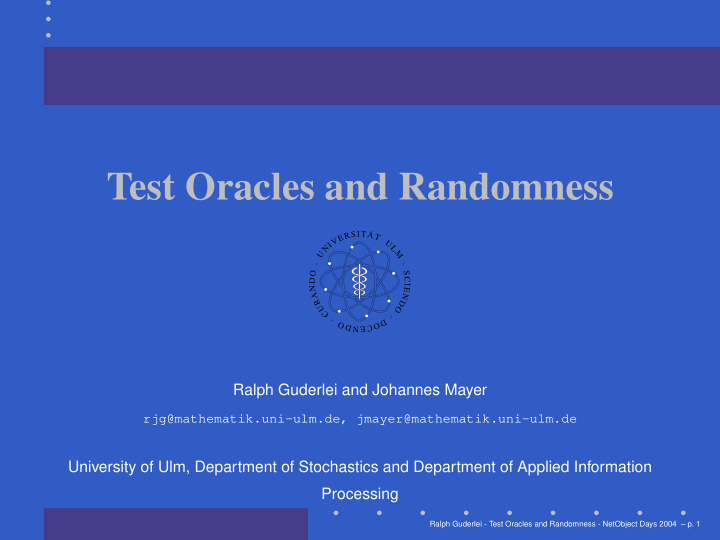 test oracles and randomness