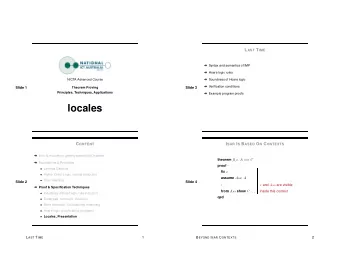 locales C ONTENT I SAR I S B ASED O N C ONTEXTS  Intro &amp; motivation, getting started with