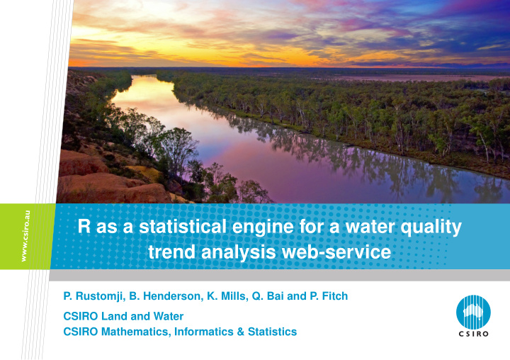 r as a statistical engine for a water quality trend