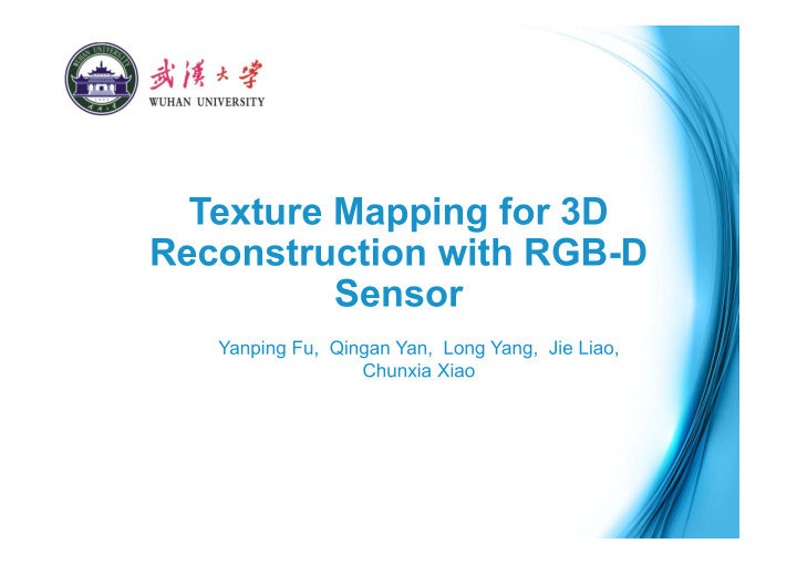 texture mapping for 3d reconstruction with rgb d sensor