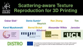 Reproduction for 3D Printing  Oskar Elek*  Denis Sumin*  Ran Zhang  Tim  Weyrich  Karol Myszkowski