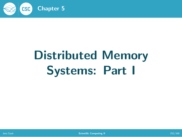 distributed memory systems part i