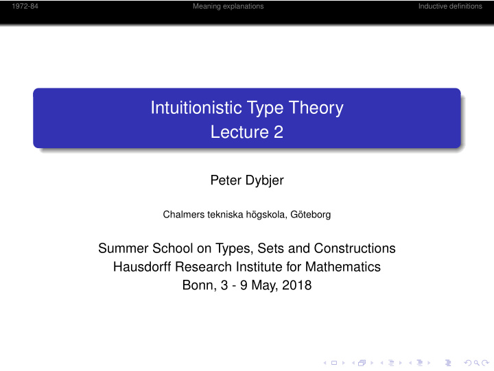 intuitionistic type theory lecture 2