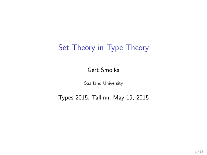 set theory in type theory