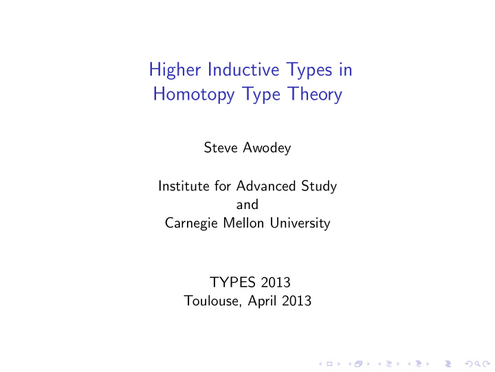 higher inductive types in homotopy type theory