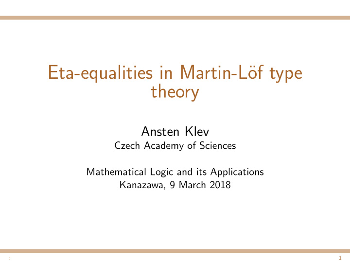 eta equalities in martin l of type theory