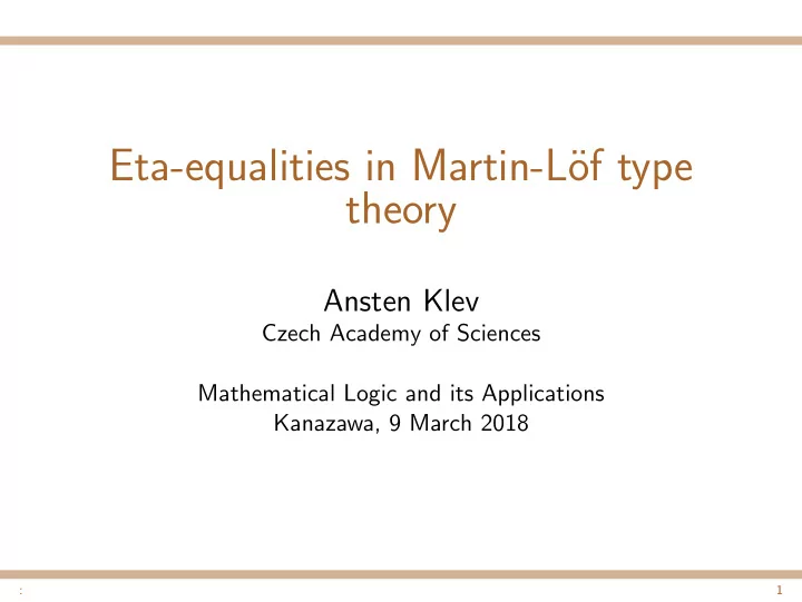 eta equalities in martin l of type theory