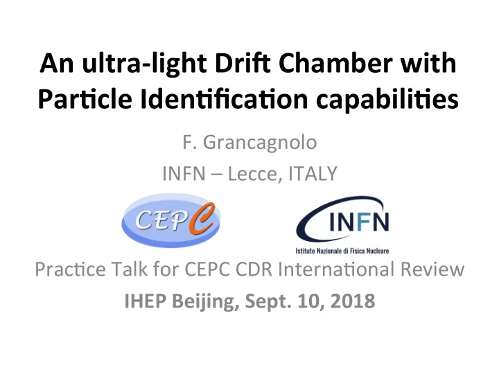 an ultra light dri chamber with par5cle iden5fica5on