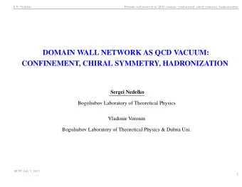 DOMAIN WALL NETWORK AS QCD VACUUM:  CONFINEMENT, CHIRAL SYMMETRY, HADRONIZATION  Sergei Nedelko