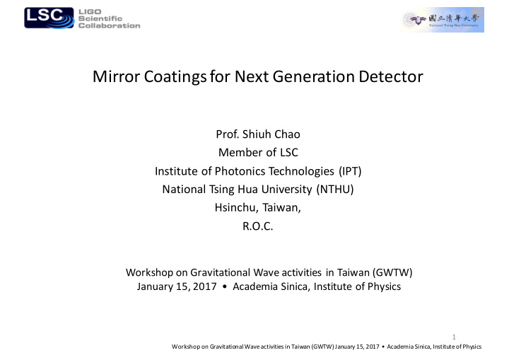 mirror coatings for next generation detector