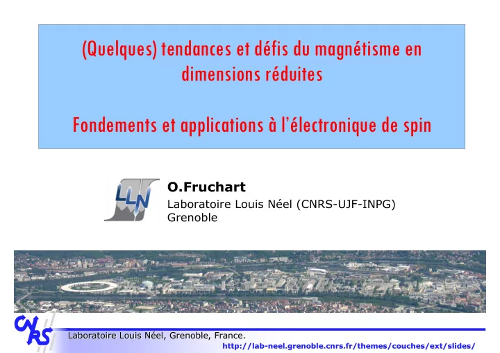 quelques tendances et d fis du magn tisme en dimensions r