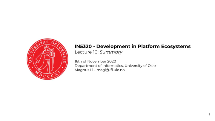 in5320 development in platform ecosystems