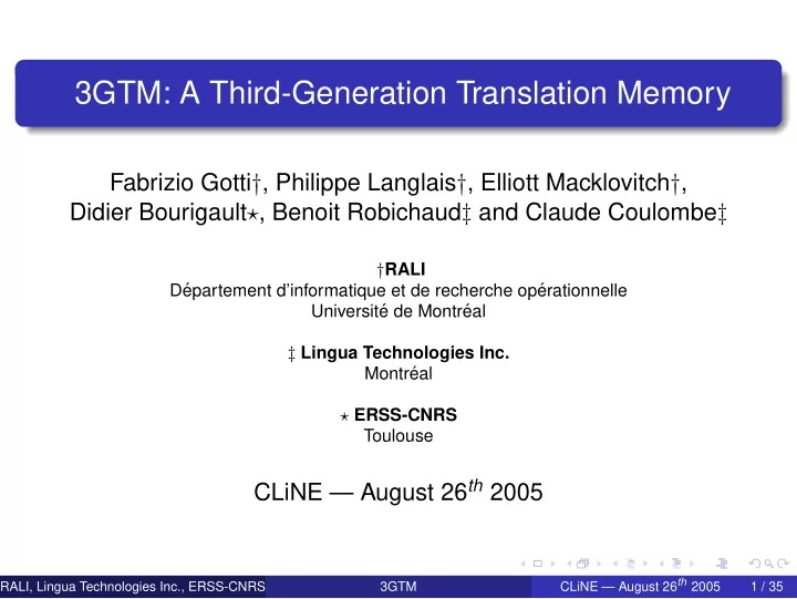 3gtm a third generation translation memory