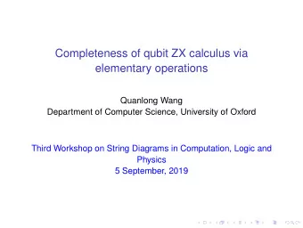 Completeness of qubit ZX calculus via  elementary operations  Quanlong Wang  Department of Computer