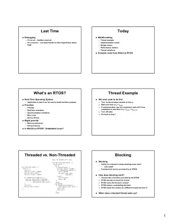 Last Time  Today  Debugging  Multithreading  Its an art  intuition required