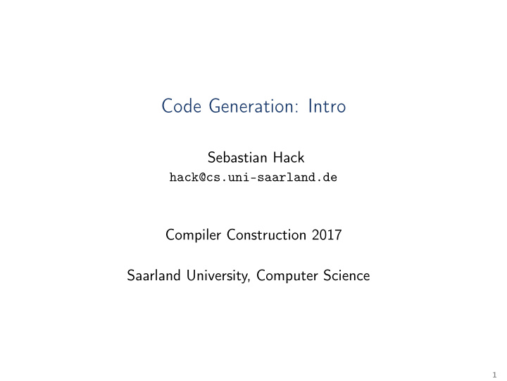 code generation intro