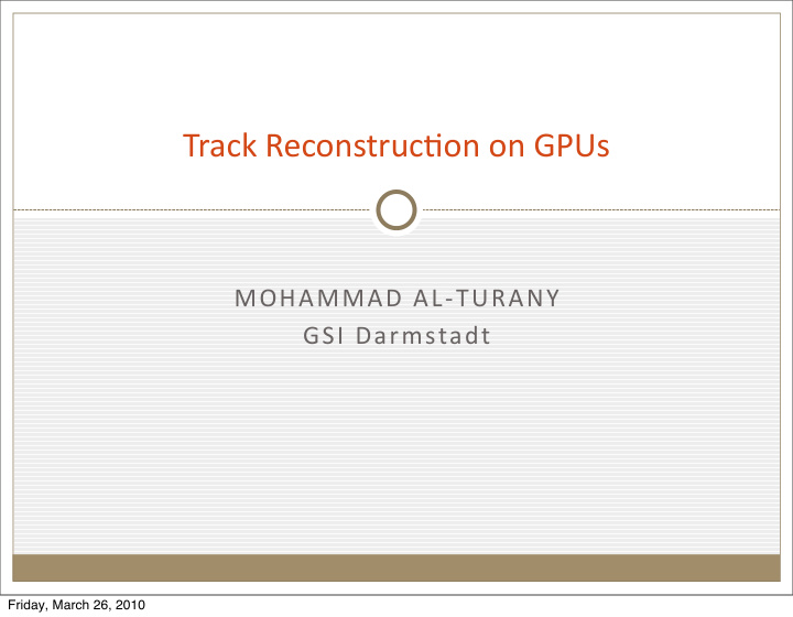 track reconstruc on on gpus