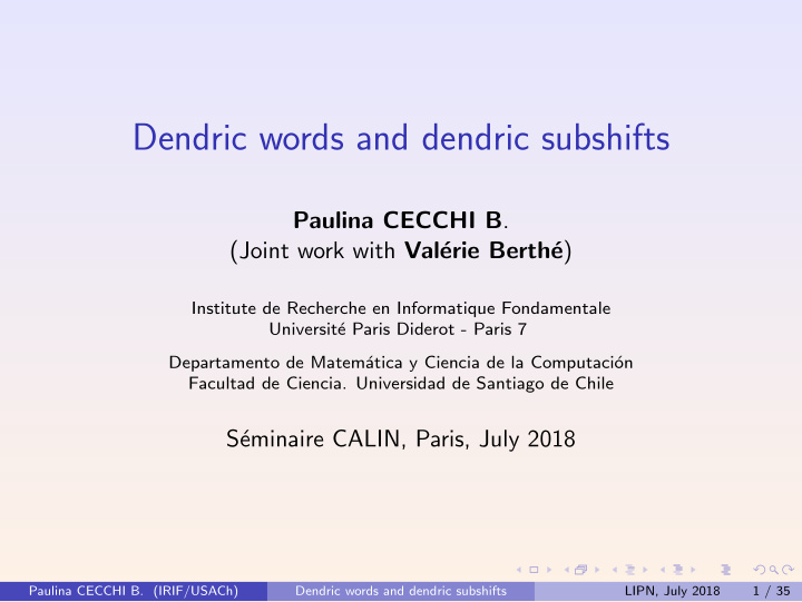 dendric words and dendric subshifts