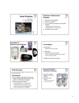 Small Displays  Displays  Nicole Arksey  Example of small displays  Information Visualization