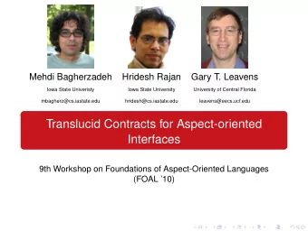 Translucid Contracts for Aspect-oriented  Interfaces  9th Workshop on Foundations of