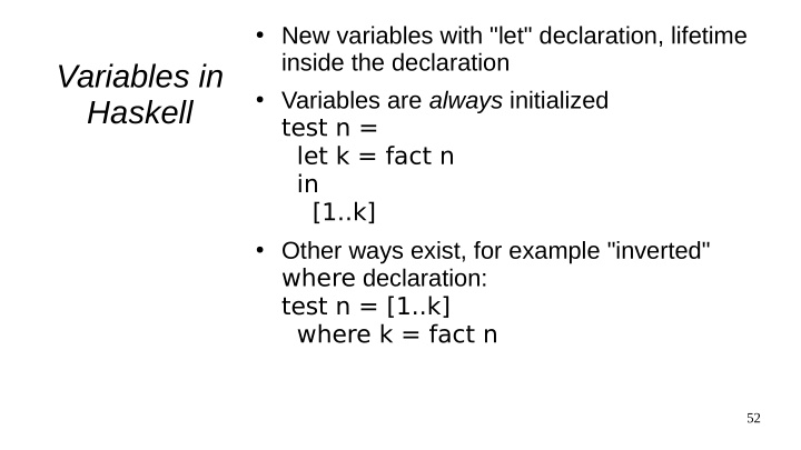 variables in