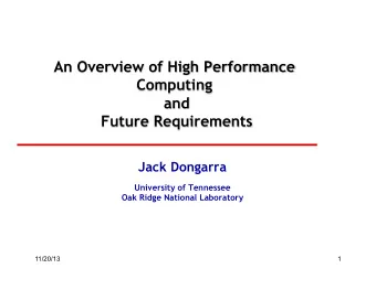 Jack Dongarra  University of Tennessee  Oak Ridge National Laboratory  11/20/13  1 TPP performance