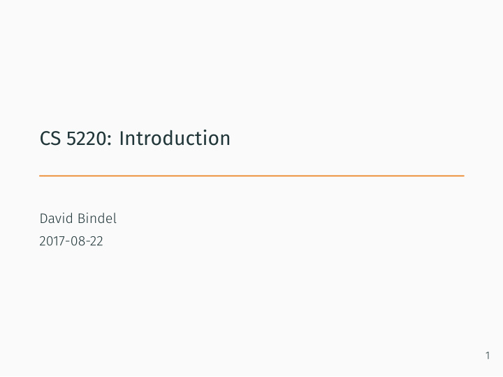 cs 5220 introduction