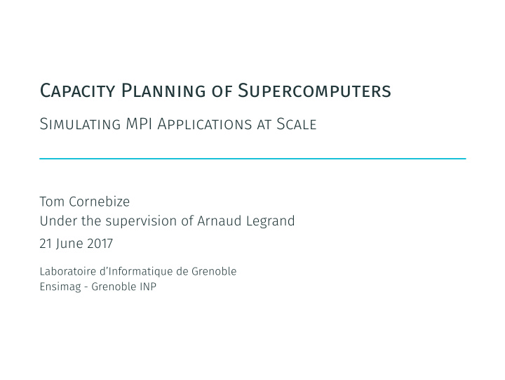 capacity planning of supercomputers