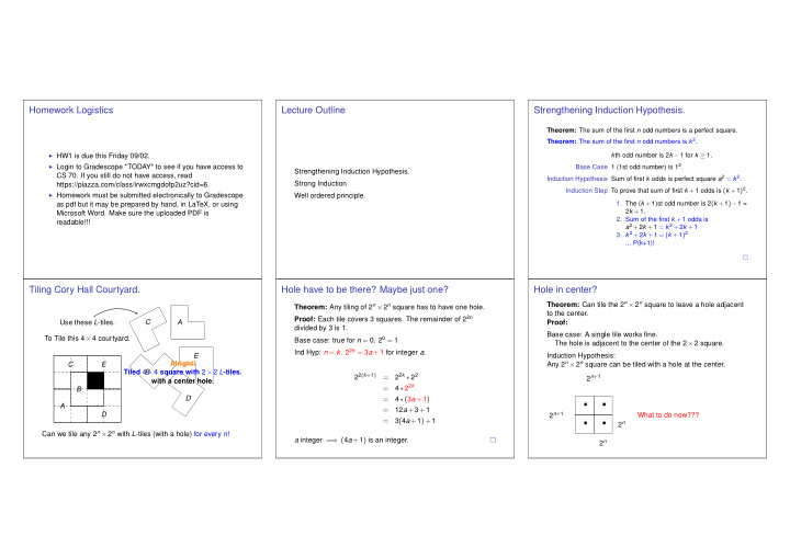 homework logistics lecture outline strengthening