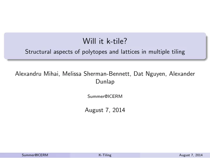 will it k tile