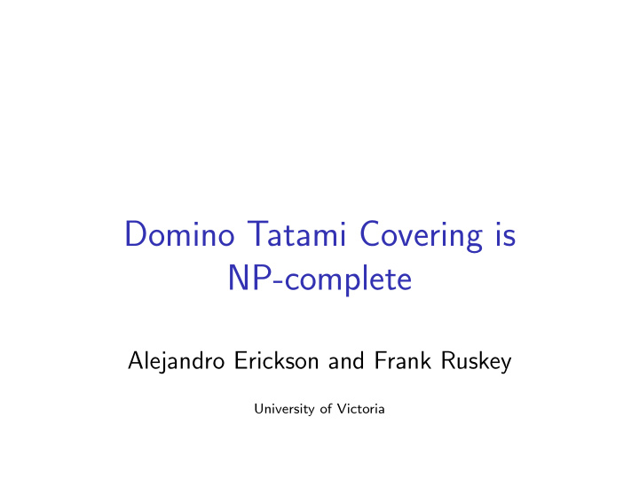 domino tatami covering is np complete