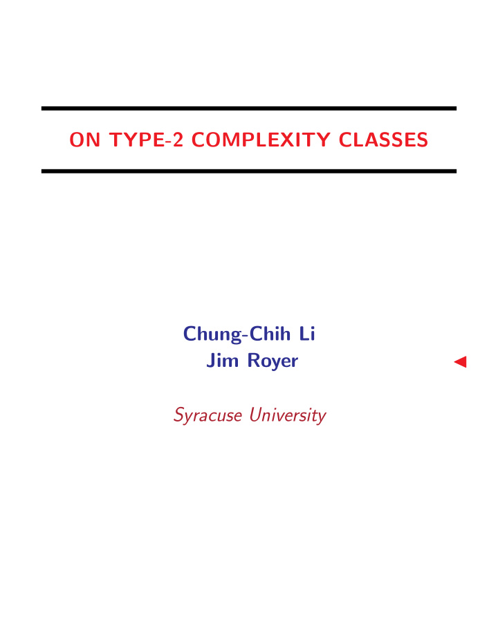 on type 2 complexity classes chung chih li jim royer