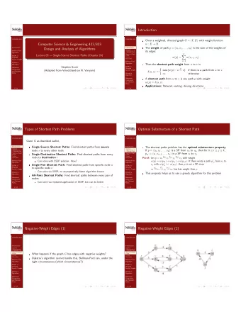 Introduction  CSCE423/823  CSCE423/823 Given a weighted, directed graph G = ( V, E ) with weight