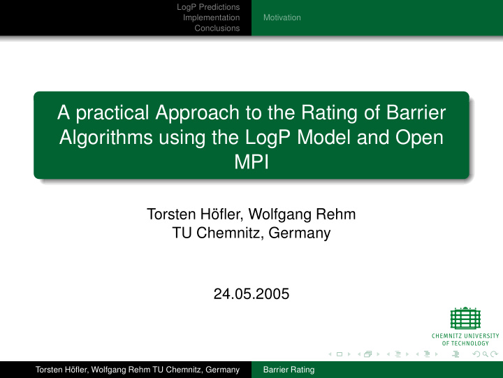 a practical approach to the rating of barrier algorithms