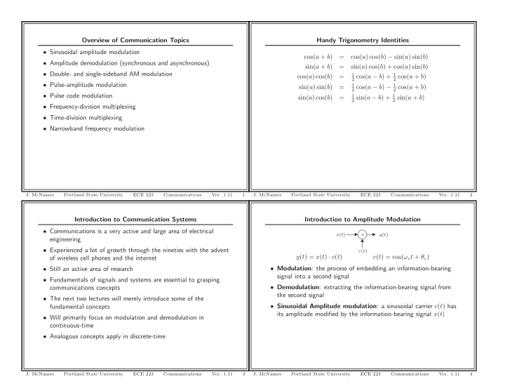 overview of communication topics handy trigonometry