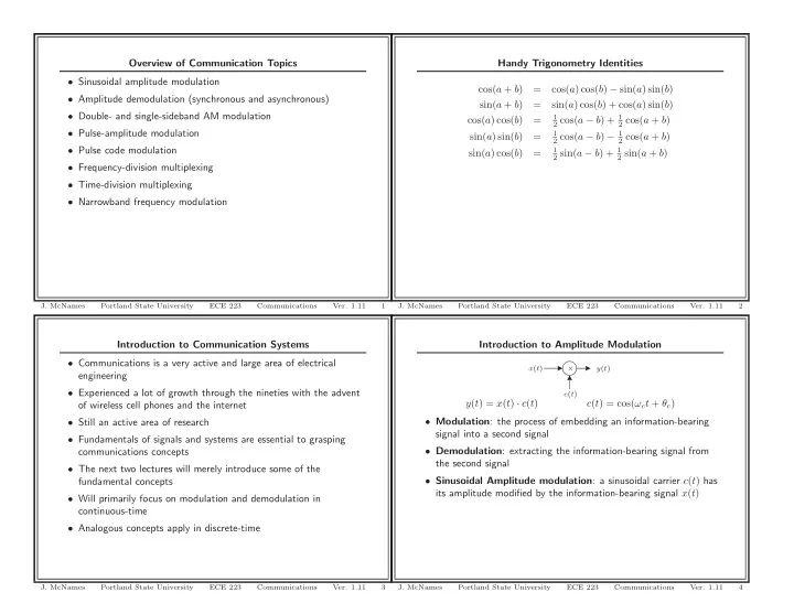 overview of communication topics handy trigonometry
