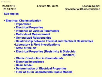 Electrical Properties  Influence of Various Parameters  Methods of Measurement
